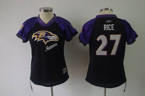 Ravens #27 Ray Rice Black 2011 Women's Field Flirt Stitched NFL Jersey - Click Image to Close